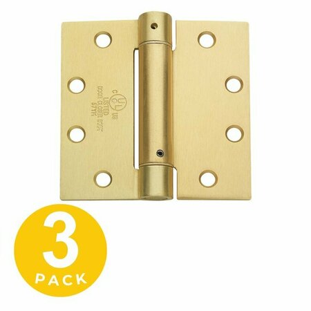 GLOBAL DOOR CONTROLS 4.5 in. x 4.5 in. Satin Brass Steel Spring Hinge (Set of 3) CPS4545-US4-3